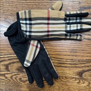 Plaid and Black Gloves